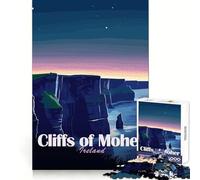 Puzzles for Adults 1000 Piece Cliffs of Moher, Ireland at Night Fine Cut Art Mental Exercise Fun Quiet Time Game Christmas Art Display (38x52cm)