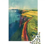 Puzzles for Adults 1000 Piece Cliffside Railway Art Print Adult Jigsaw Puzzle Brain Teaser Game But Fun And Humorous Challenging Game Gifts 38x26cm/1000pcs