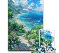 Puzzles for Adults 1000 Piece Coastal Garden Path Toy Intellectual Game Analysis And Logic Gift Birthday (38x52cm)