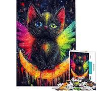 Puzzles for Adults 1000 Piece Colorful Cat on Crescent Moon Educational Game Toys Educational Games Gifts For Birthdays for The Whole Family (size 75x50cm)