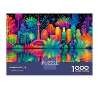 Puzzles for Adults 1000 Piece Colorful Cityscape Reflections Puzzle for Adults Relaxing Games Staycation Kill Time Unique Birthday And Xmas Gifts 38x26cm/1000pcs