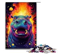 Puzzles for Adults 1000 Piece Colorful Hippopotamus Jigsaw Puzzle Home Educational Games DIY Toys Great Gift for Games 75x50cm