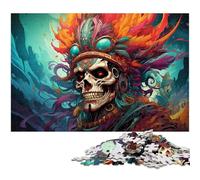 Puzzles for Adults 1000 Piece Colorful Indian Warrior Painting Art Jigsaw Puzzles for Adults Wood Jigsaw Great Gifts for Christmas 1000 PCS(75x50cm)