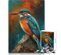 Puzzles for Adults 1000 Piece Colorful Kingfisher Bird Painting Peaceful And Satisfying Pastime Perfect Interlock Precision Cut Toy Size 38x26cm