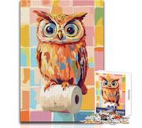 Puzzles for Adults 1000 Piece Colorful Owl Perched on Toilet Paper Peaceful And Satisfying Pastime Perfect Interlock Precision Cut Toy Size 50x75cm