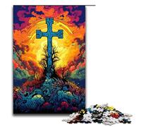 Puzzles for Adults 1000 Piece Colorful Psychedelia of Celtic Cross Pattern Assembly Help The Brain Exercise Addictive Toys to Cultivate Patience 75x50cm