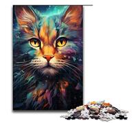 Puzzles for Adults 1000 Piece Colorful Psychedelia of Cosmic Space Cats Puzzles Game Toys Funny 75x50cm