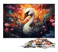 Puzzles for Adults 1000 Piece Colorful Psychedelic Art Swan Jigsaw Puzzles for Adults Wood Jigsaw Great Gifts for Christmas 1000pcs(75x50cm)