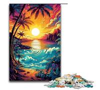Puzzles for Adults 1000 Piece Colorful Psychedelic Beach Pattern Assembly Help The Brain Exercise Addictive Toys to Cultivate Patience 1000 PCS(75x50cm)