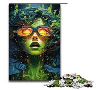 Puzzles for Adults 1000 Piece Colorful Psychedelic Green Witch Pattern Assembly Help The Brain Exercise Addictive Toys to Cultivate Patience 1000 PCS(75x50cm)
