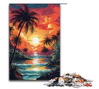 Puzzles for Adults 1000 Piece Colorful Psychedelic Palm Trees at Sunset Jigsaw Birthday Present Gifts for And Teenager Age 14 Years Up 1000 PCS(38x26cm)