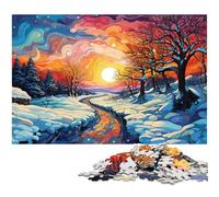 Puzzles for Adults 1000 Piece Colorful Psychedelic Path in The Snow Jigsaw Puzzles for Adults Paper Jigsaw Great Gifts for Christmas 1000 PCS(38x26cm)