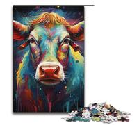 Puzzles for Adults 1000 Piece Colorful Psychedelic Rainbow Cow Jigsaw Birthday Present Gifts for And Teenager Age 14 Years Up 1000 PCS(38x26cm)