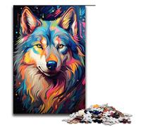 Puzzles for Adults 1000 Piece Colorful Psychedelic Siberian Husky Pattern Assembly Help The Brain Exercise Addictive Toys to Cultivate Patience 1000 PCS(75x50cm)