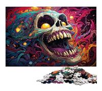 Puzzles for Adults 1000 Piece Colorful Psychedelic Skull Jigsaw Puzzles for Adults Paper Jigsaw Great Gifts for Christmas 1000 PCS(38x26cm)