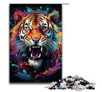 Puzzles for Adults 1000 Piece Colorful Psychedelic Tiger Pattern Assembly Help The Brain Exercise Addictive Toys to Cultivate Patience 1000 PCS