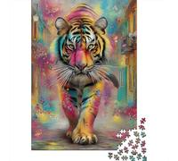 Puzzles for Adults 1000 Piece Colorful Tiger Art Print-2 Puzzle for Adults Relaxing Games Staycation Kill Time Unique Birthday And Xmas Gifts 70x50cm/1000pcs