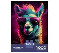 Puzzles for Adults 1000 Piece Cool Llama in Sunglasses Jigsaws for Adults Brain Teaser Game Analysis And Logic Fun at Home Activities, 38x26cm/1000pcs