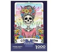 Puzzles for Adults 1000 Piece Cool Mom Skeleton with Flowers Jigsaw for Adults Relax Games Difficult Hard Unique Birthday And Xmas Gifts 38x26cm/1000pcs