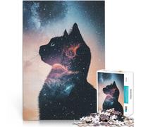 Puzzles for Adults 1000 Piece Cosmic Cat Silhouette Decompressing Intellectual Educational Toy Home Decoration Toys 26x38cm