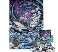 Puzzles for Adults 1000 Piece Cosmic Whale Amidst Ocean And Stars Jigsaws for Adults Puzzle Staycation Kill Time for Birthday, Chrismas Birthday And Unique Gifts (Size 38x52cm)