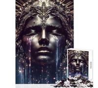 Puzzles for Adults 1000 Piece Crying Goddess with Golden Crown Brain Teaser Game Difficult Challenge Anti-Stress Toys Fun Activities at Home (38X26cm)