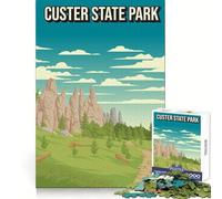 Puzzles for Adults 1000 Piece Custer State Park Pixel Art Poster Sharp Joint Play Logic Skill Play Calm Fun Time Christmas Wall Art (50x75cm)