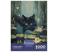 Puzzles for Adults 1000 Piece Cute Cat Swimming River Puzzle for Adults Brain Teaser Game Home Decoration Christmas Birthday Gifts 38x26cm/1000pcs
