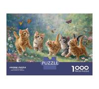 Puzzles for Adults 1000 Piece Cute Kittens Garden Puzzle for Adults Relaxing Games Staycation Kill Time Unique Birthday And Xmas Gifts 70x50cm/1000pcs