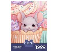 Puzzles for Adults 1000 Piece Cute Mouse in Cupcake Pastel Colors Puzzle for Adults Relaxing Games Staycation Kill Time Unique Birthday And Xmas Gifts 70x50cm/1000pcs