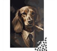 Puzzles for Adults 1000 Piece Dachshund Gangster Creative Wooden Puzzles-Puzzle Hands-on Game Jigsaw-Family Decoration 1000pcs (75x50cm)