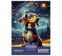 Puzzles for Adults 1000 Piece Dachshund Night Sky Puzzle for Adults Brain Teaser Game Home Decoration Christmas Birthday Gifts 70x50cm/1000pcs