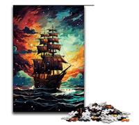 Puzzles for Adults 1000 Piece Dark Pirate Ship by SplattersLots of Thick Coloured Toy Intellectual Game Is Ideal As A Gift for The Whole Family 75x50cm
