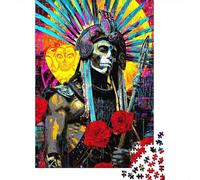 Puzzles for Adults 1000 Piece Day of The Dead Warrior Puzzle for Adults Relaxing Games Staycation Kill Time Unique Birthday And Xmas Gifts 52x38cm/1000pcs