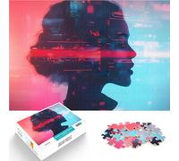 Puzzles for Adults 1000 Piece Digital Glitch Portrait Herausforderndes Spiel Wanddekoration Einzigartige Geburtstags- und Weihnachtsgeschenke52x38cm