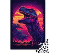 Puzzles for Adults 1000 Piece Dinosaur Retro Sunset Sun Creative Paper Puzzles-Puzzle Hands-on Game Jigsaw-Family Decoration 1000pcs (38x26cm)