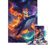 Puzzles for Adults 1000 Piece Dog on Whale in Space Jigsaws for Adults Puzzle Staycation Kill Time for Birthday, Chrismas Birthday And Unique Gifts (Size 38x26cm)