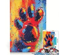 Puzzles for Adults 1000 Piece Dog Paw Abstract Painting, Educational Games, Difficult And Challenge, Christmas Birthday Gifts 38x26cm