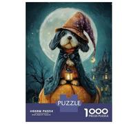 Puzzles for Adults 1000 Piece Dog Wizard on Pumpkin Halloween Night Jigsaws for Adults Brain Teaser Game Analysis And Logic Fun at Home Activities, 70x50cm/1000pcs