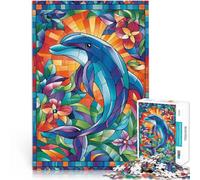 Puzzles for Adults 1000 Piece Dolphin Stained Glass lustige Spiele für die ganze Familie Geschenk zum Geburtstag52x38cm