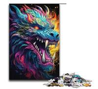Puzzles for Adults 1000 Piece Dragon God's Colorful Psychedelic Pattern Assembly Help The Brain Exercise Addictive Toys to Cultivate Patience 1000 PCS(38x26cm)