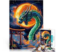 Puzzles for Adults 1000 Piece Dragon Moonrise Spielzeug Lernspiele Stressabbau Künstlersammlung, Bildende Kunst52x38cm