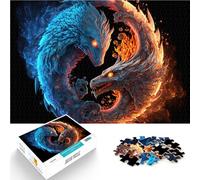 Puzzles for Adults 1000 Piece Dragon Yin Yang Interessante Stressreduzierung mit vollständig ineinander greifenden, zufällig geformten Teilen38x26cm