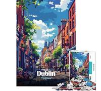 Puzzles for Adults 1000 Piece Dublin, Ireland Street View Illustration for Educational Game Challenge Toy Brain Teaser Game Birthday Present Gifts Birthday (size 38x26cm)