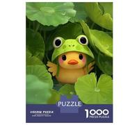 Puzzles for Adults 1000 Piece Duckling with Frog Hat in Lilypads Puzzle for Adults Relaxing Games Staycation Kill Time Unique Birthday And Xmas Gifts 70x50cm/1000pcs