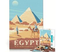 Puzzles for Adults 1000 Piece Egypt Pyramids Giza Print Neat Edge Decor Mental Challenge Toy Chill Time Play Christmas Art Gift (38x26cm)