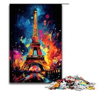 Puzzles for Adults 1000 Piece Eiffel Tower Is Surrounded by Splatters in The Style Jigsaw Puzzle Home Educational Games DIY Toys Great Gift for Games 75x50cm
