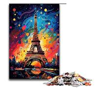 Puzzles for Adults 1000 Piece Eiffel Tower Is Surrounded by Splatters in The Style Jigsaw Puzzle Home Educational Games DIY Toys Great Gift for Games 75x50cm