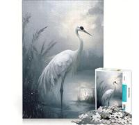 Puzzles for Adults 1000 Piece Elegant White Crane in Misty Waters, Impossible Game, Staycation Kill Time, Unique Gifts for Birthday And Christmas 50x75cm