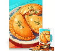 Puzzles for Adults 1000 Piece Empanadas on A Plate Illustration Neat Edge Decor Mental Challenge Toy Chill Time Play Christmas Art Gift (50x75cm)